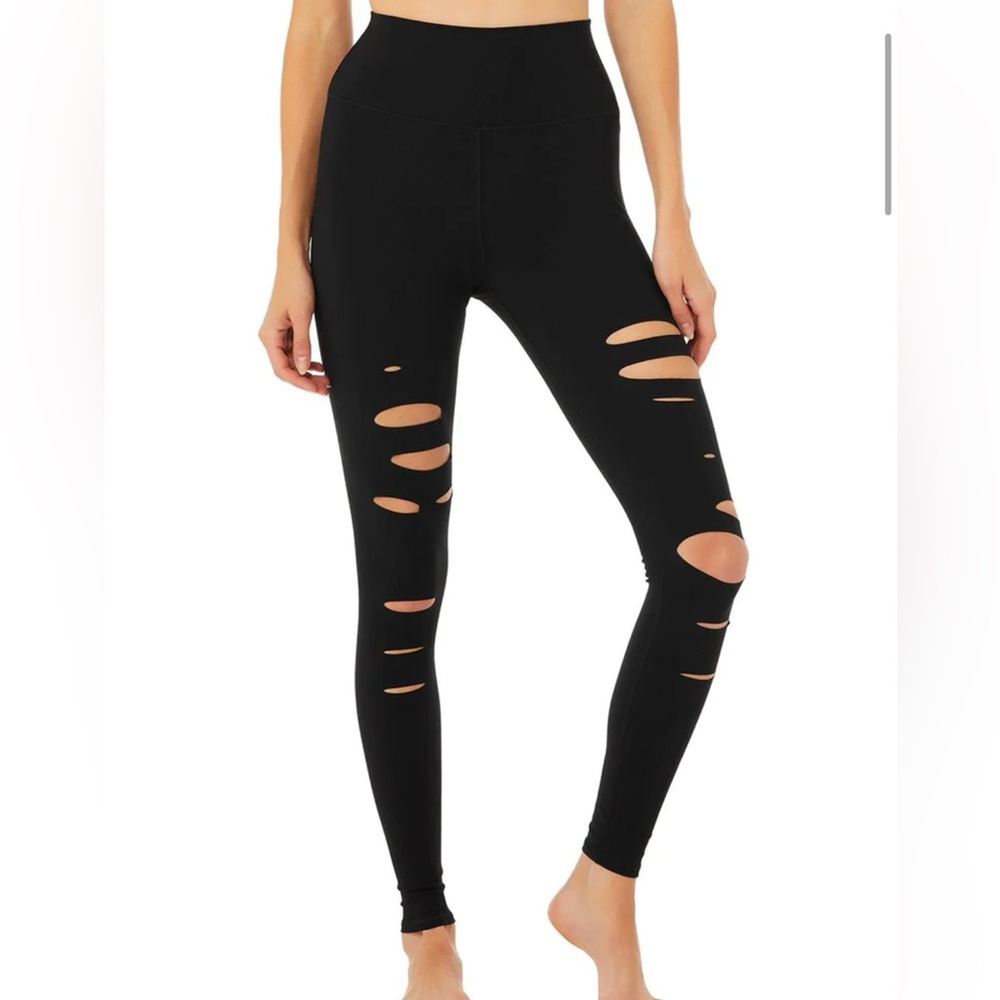 Alo black high waisted ripped leggings Size Small